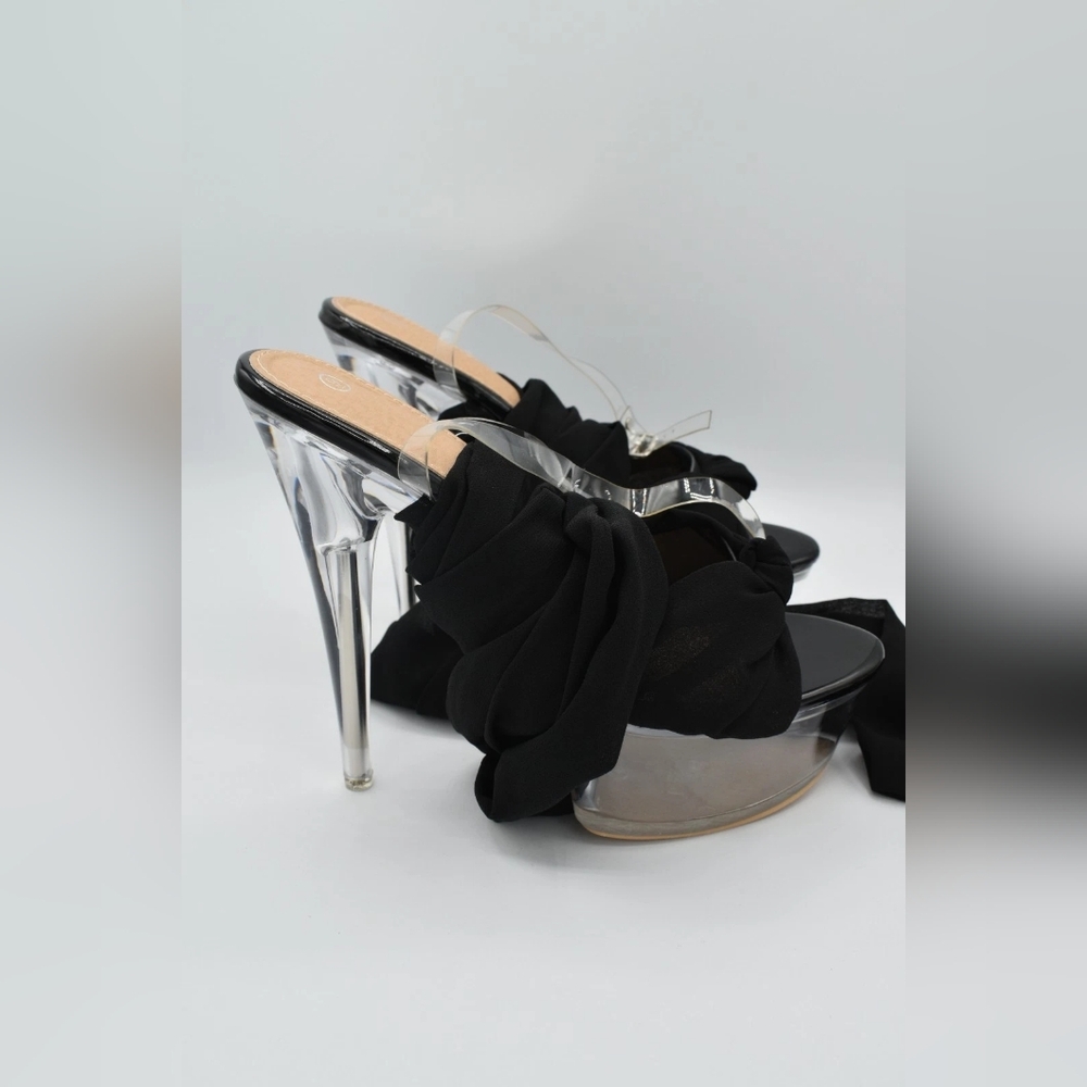 Elegant Black Women's Platform Heels - Picture 3 of 4